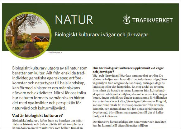 Temablad Biologiskt kulturarv i vägar och järnvägar